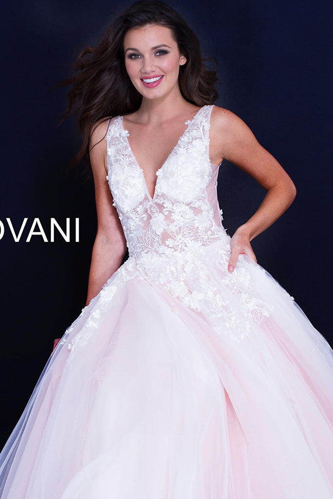 off white blush tulle sleeveless prom ballgown 55634
