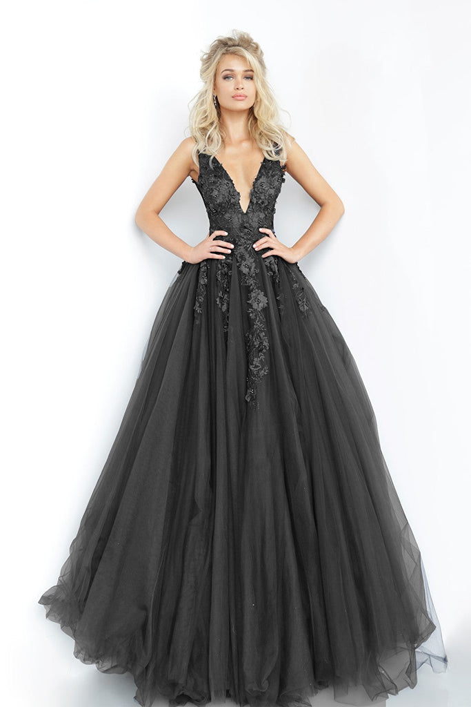 black prom ballgown 55634