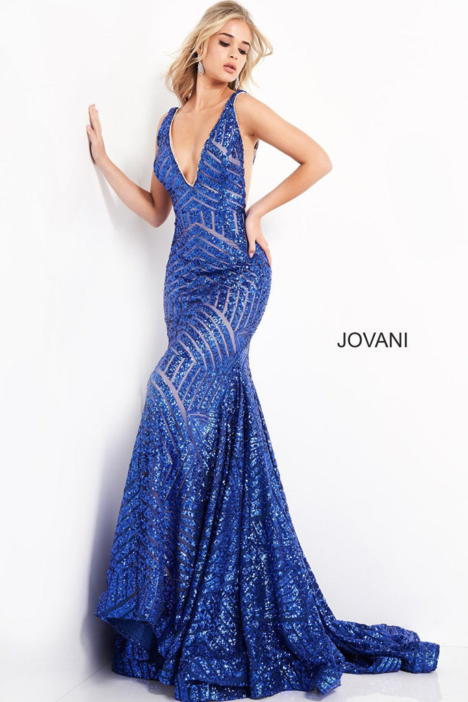 Royal sequin Jovani prom dress 59762