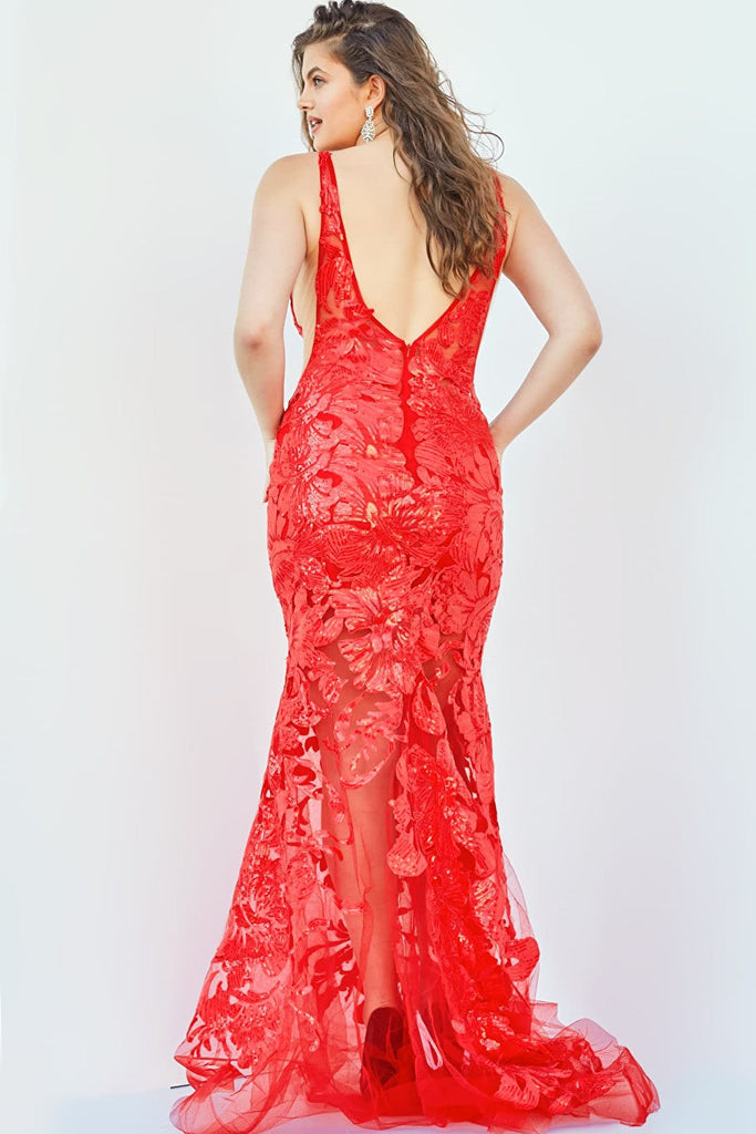 backless red dress 60283