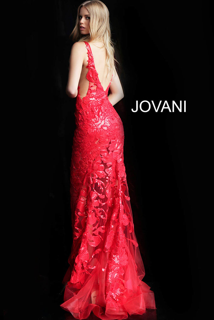 red backless prom dress 60283
