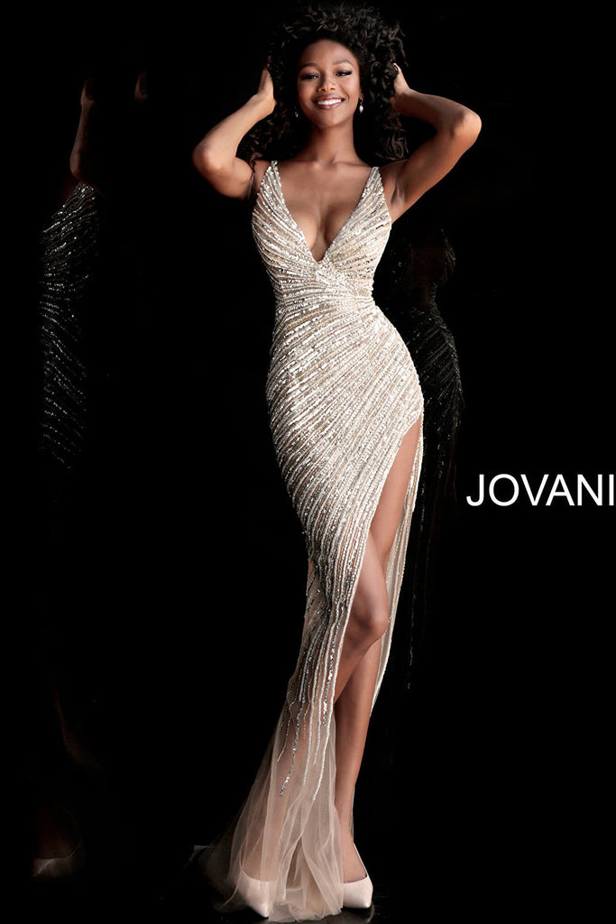 Gold silver sexy prom dress Jovani 63405