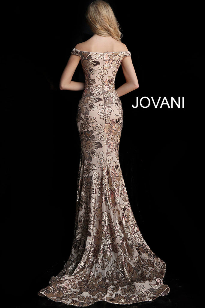 Copper gold sheath mother of the bride Jovani dress 63516