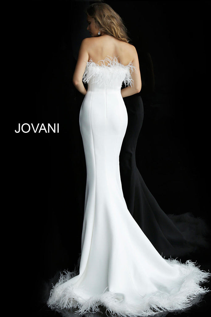 Jovani strapless feather evening gown 63891