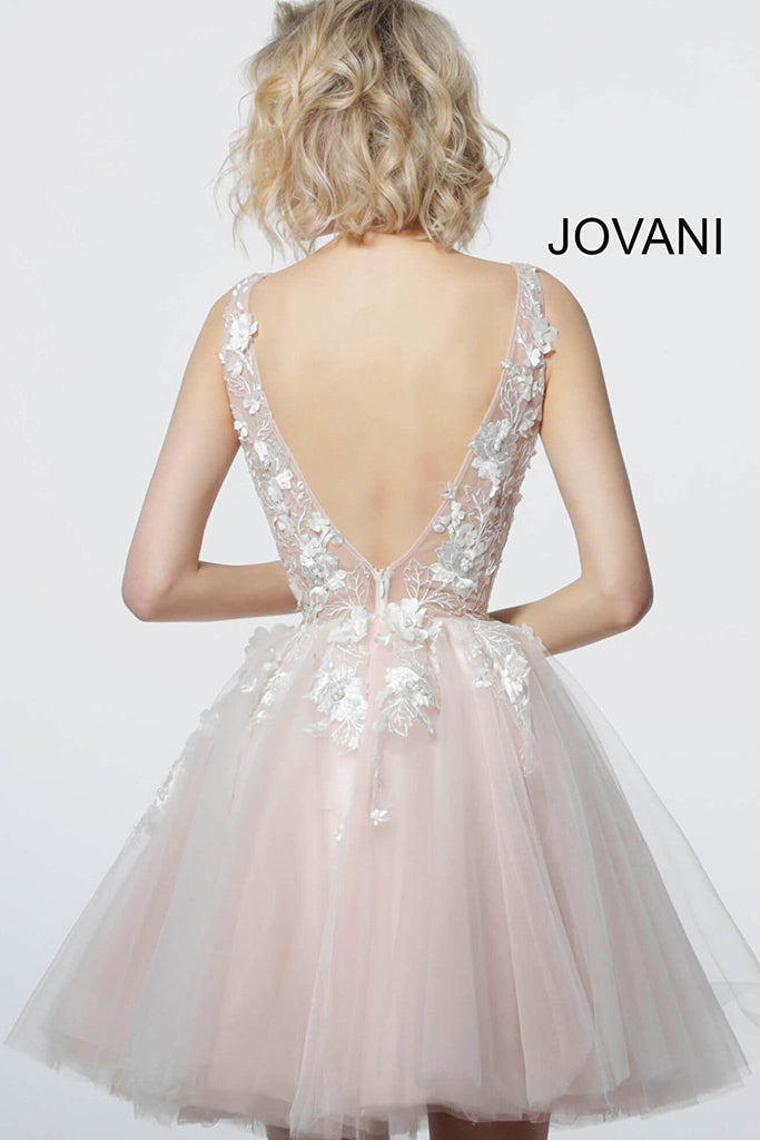 Jovani floral embroidered fit and flare short dress 63987