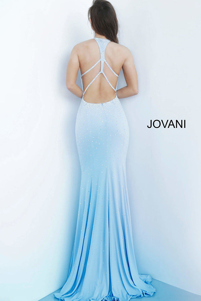 blue backless dress 67101