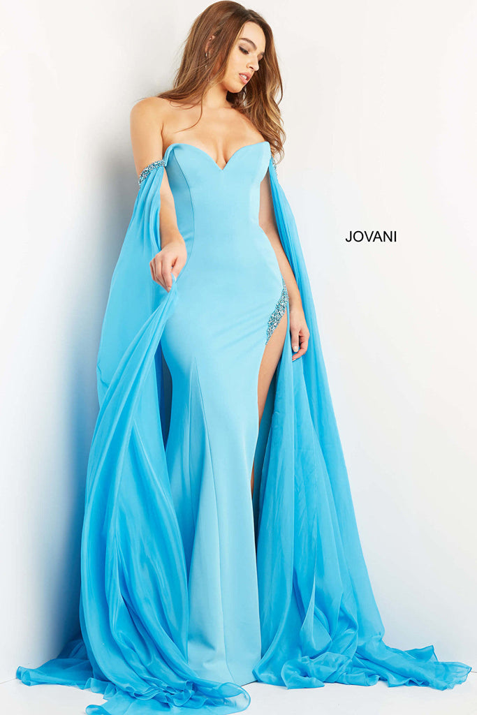 Turquoise form fitting prom gown 07652