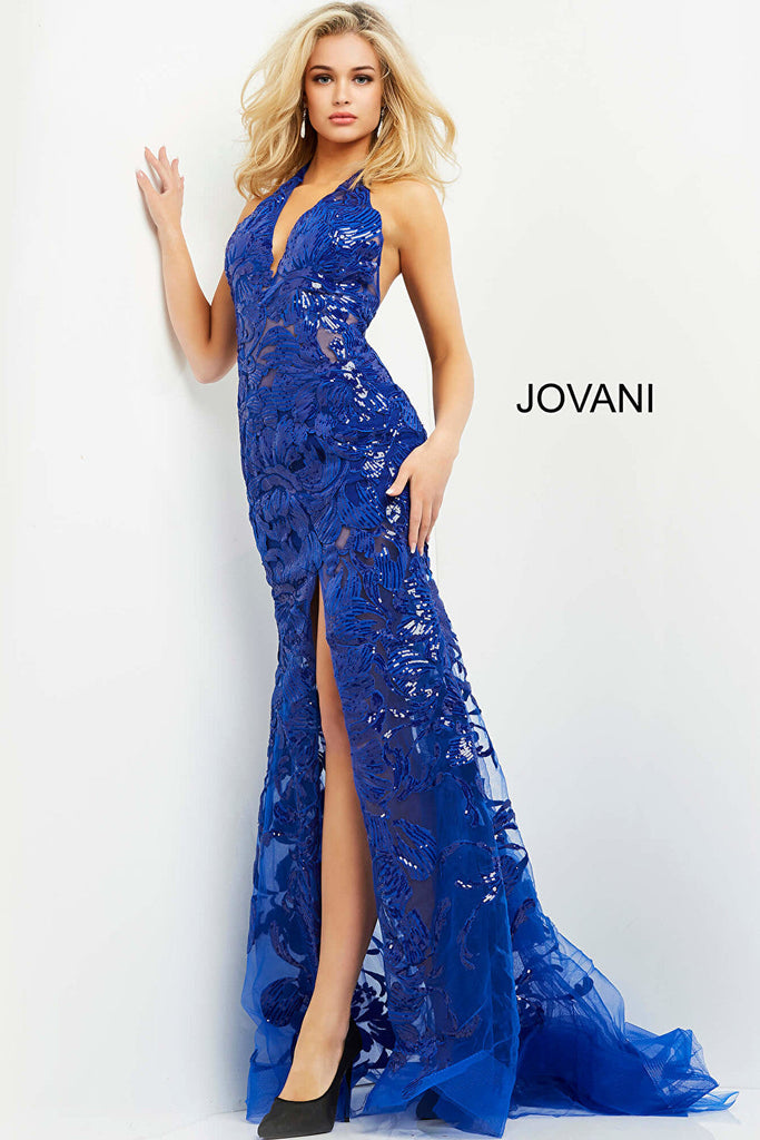 Front slit royal Jovani prom dress 8110