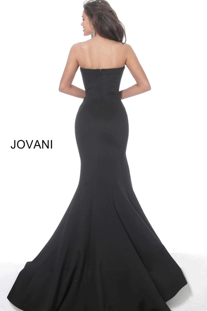 Black long train evening dress Jovani 94366