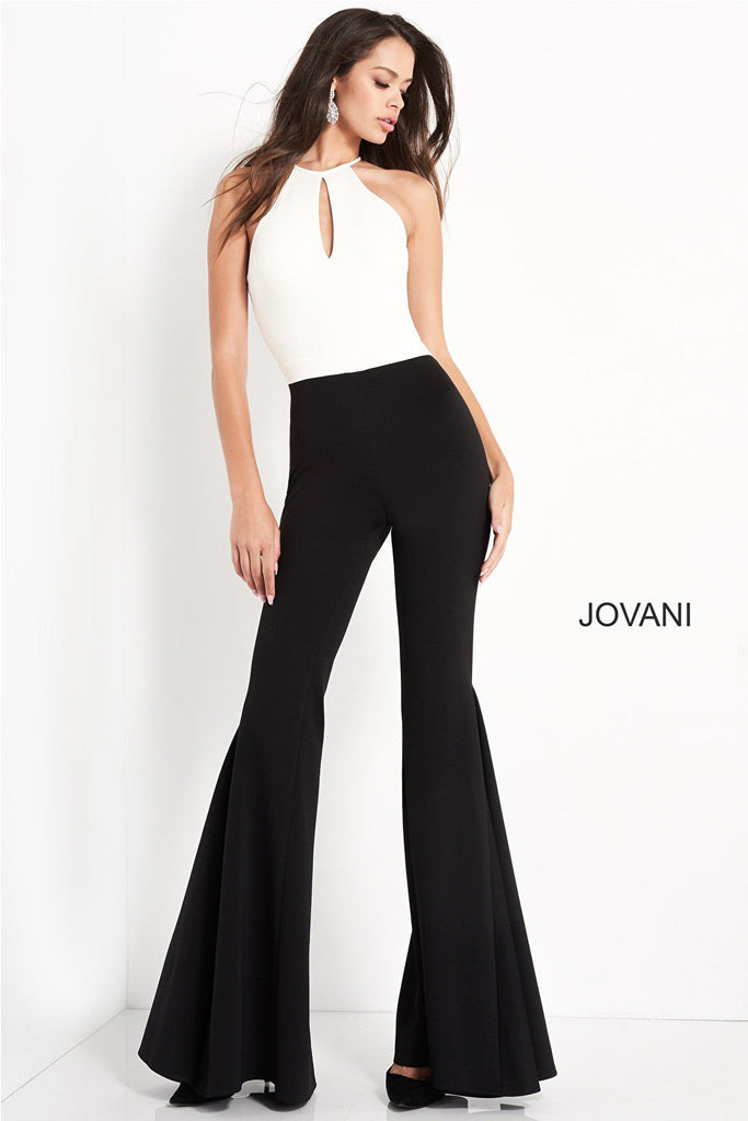 Off white black fready to wear Jovani jumpsuit M02807