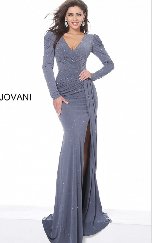 4068 Stretch Jersey Evening Gown in Gunmetal Mario Pucci 4068 Stretch Jersey Evening Gown in Gunmetal Mario Pucci