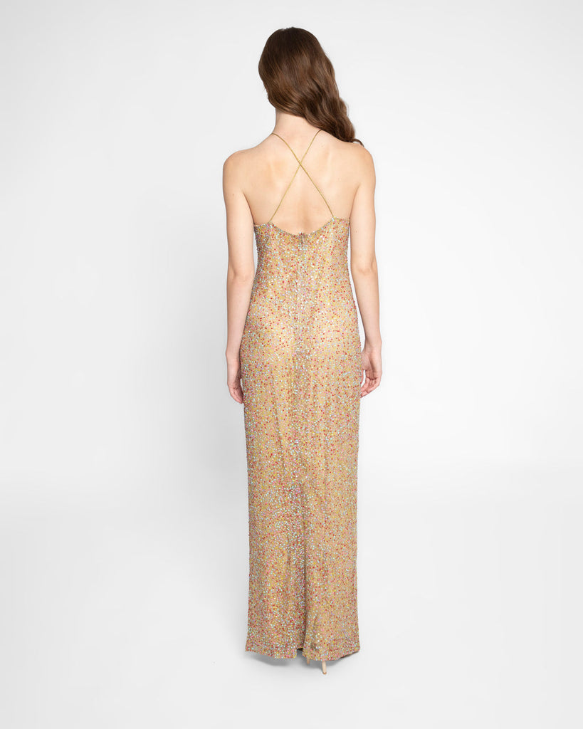 nicole miller gold sequin dress NWT Womens Size 4 Nicole Miller Copper High Neck Sequin Embellished Mini Dress